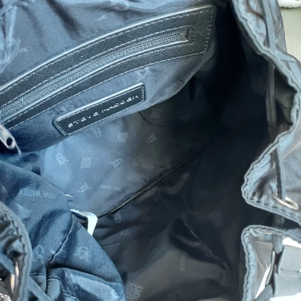 Steve Madden Broo Nylon Backpack Black Silver Hardware Academia Career - Picture 9 of 14